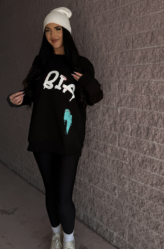 BIA Black Graphic Crewneck